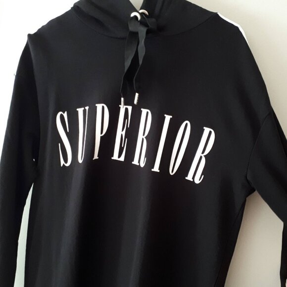 EUC Divided H&M black & white “Superior” cotton blend longline sweatshirt dress - Picture 7 of 9